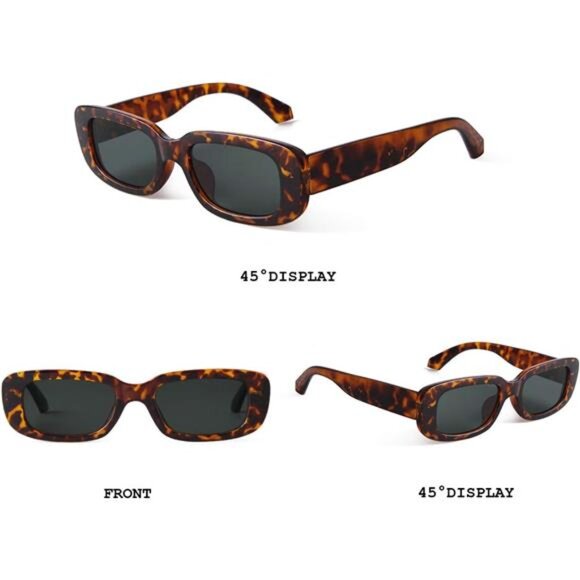2 Pack Women\'s  Rectangle Sunglasses Retro Driving Glasses 90’s Vintage